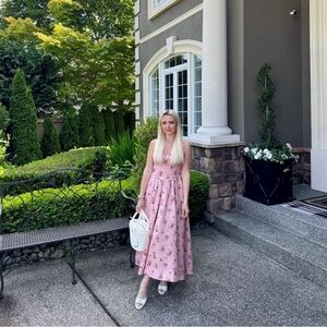 Reformation Balia Linen Dress Pink Floral Dress